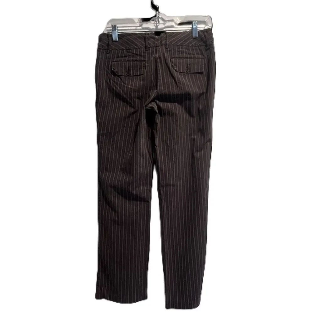 Loft Pants Womens Size 4 Brown with White and Orange Stripes - Picture 2 of 6
